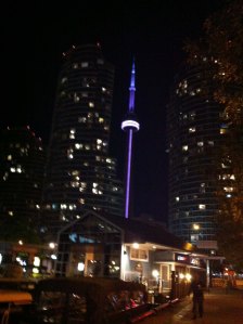 CN tower at night